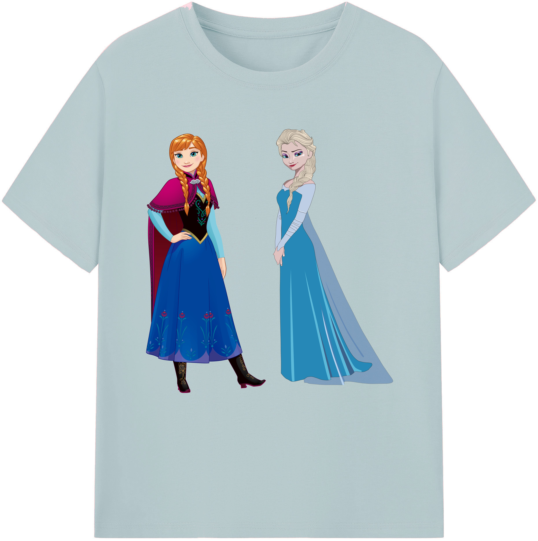（画像用） アナと雪の女王 アンナ エルサ Frozen Anna Elsa 綿100％半袖Tシャツ（フロントプリント）